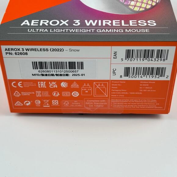 Steelseries Aerox 3 Wireless Gaming Mouse Lightweight White NEW Sealed - Picture 6 of 7